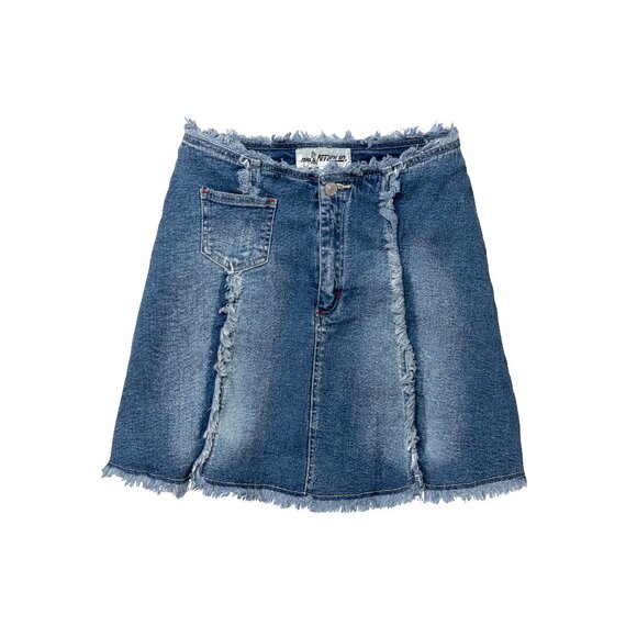 MISS PETROLIO (Germany) Washed Denim Frayed Mini Skirt - Picture 1 of 8